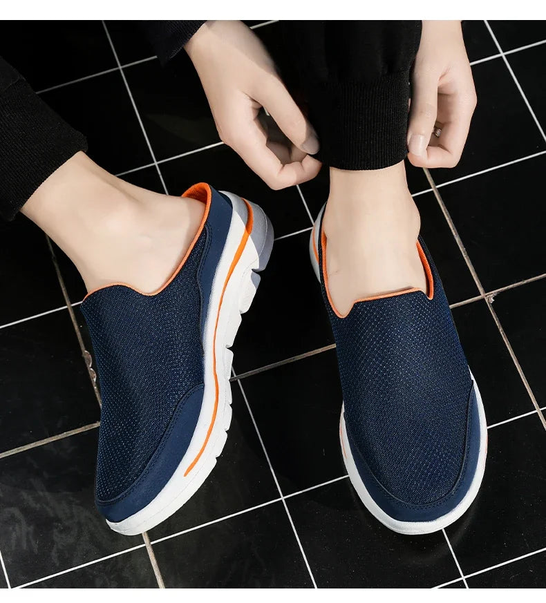 2025 Men Slippers Summer Breathable Home Indoor Slippers Men Thick Bottom Slides Fashion Couple Walking Shoes Plus Size 39-48