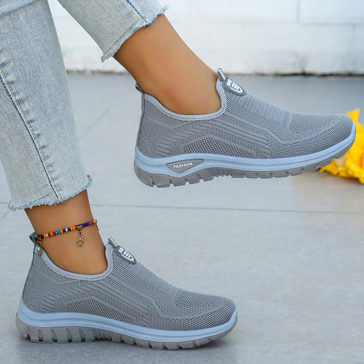 Women's Summer New Breathable Slip-On Shoes Soft Bottom Lightweight Comfortable PVC Material Casual Shoes Easy to Wear
