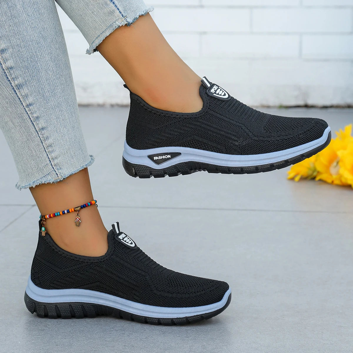 Women's Summer New Breathable Slip-On Shoes Soft Bottom Lightweight Comfortable PVC Material Casual Shoes Easy to Wear