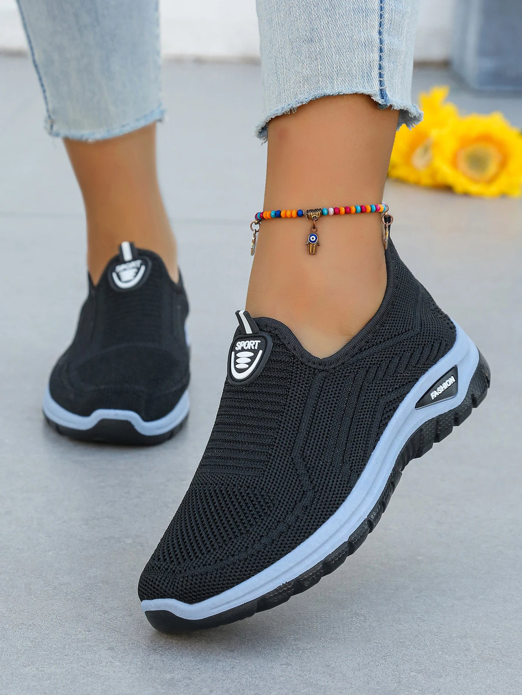 Women's Summer New Breathable Slip-On Shoes Soft Bottom Lightweight Comfortable PVC Material Casual Shoes Easy to Wear