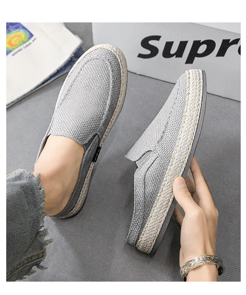 Outdoor Sandals Mens Half Slipper Summer Casual Shoes Canvas Soft Bottom Lightweight Walking Shoe Vulcanized Shoe
