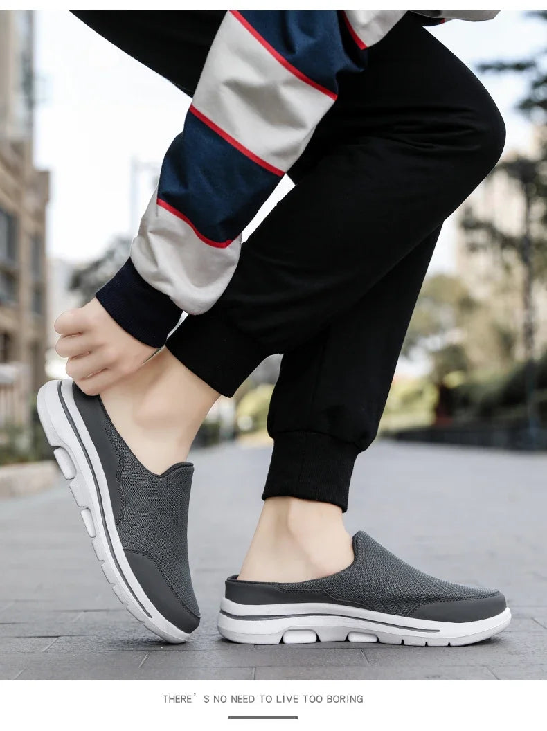 2025 Men Slippers Summer Breathable Home Indoor Slippers Men Thick Bottom Slides Fashion Couple Walking Shoes Plus Size 39-48