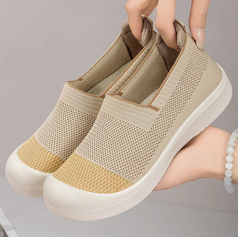 Women's Breathable Slip-On Mesh Flats Low Cut Lightweight Casual Fabric Shoes Soft Walking Loafers Sneakers
