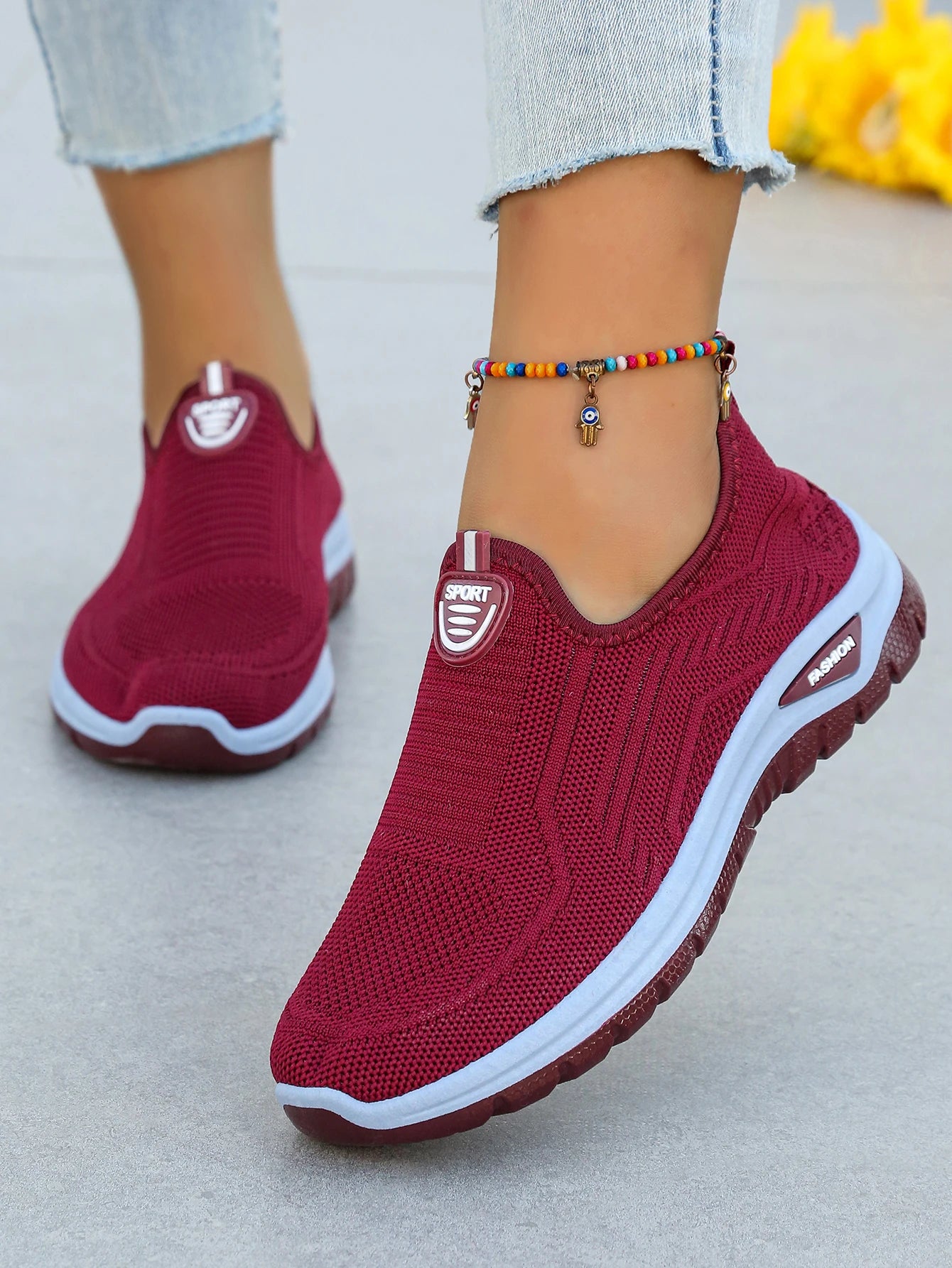Women's Summer New Breathable Slip-On Shoes Soft Bottom Lightweight Comfortable PVC Material Casual Shoes Easy to Wear