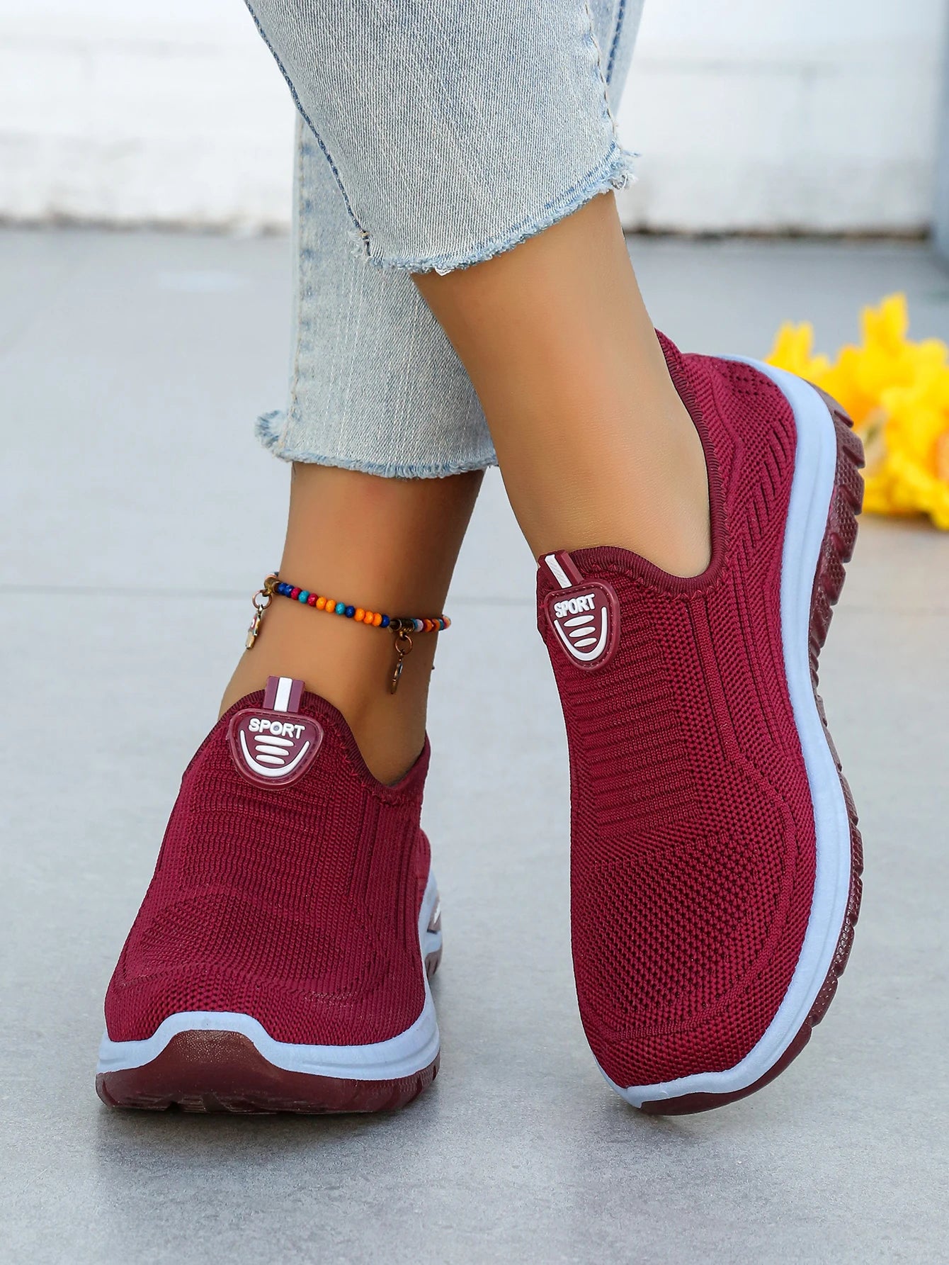 Women's Summer New Breathable Slip-On Shoes Soft Bottom Lightweight Comfortable PVC Material Casual Shoes Easy to Wear