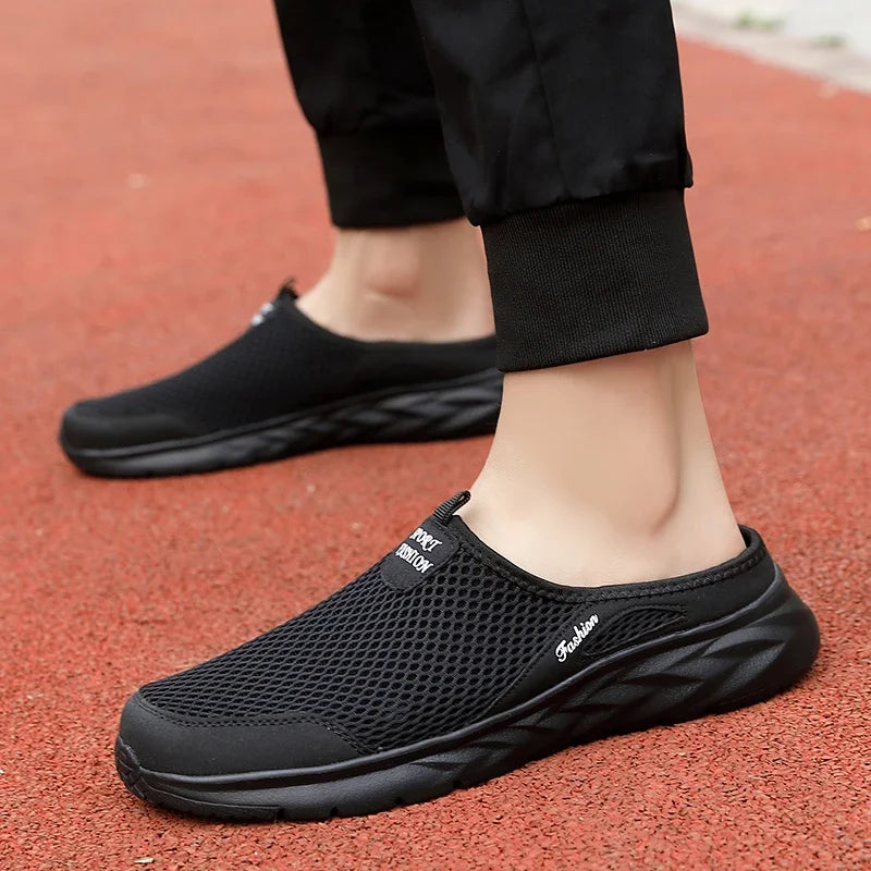 MAEDEF Summer Outdoor High Quality Anti-slip Men Leisure Shoes New 2024 Mesh Breathable Soft Comfortable  Flat-bottomed Slippers