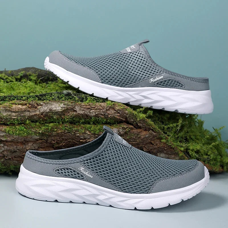 MAEDEF Summer Outdoor High Quality Anti-slip Men Leisure Shoes New 2024 Mesh Breathable Soft Comfortable  Flat-bottomed Slippers