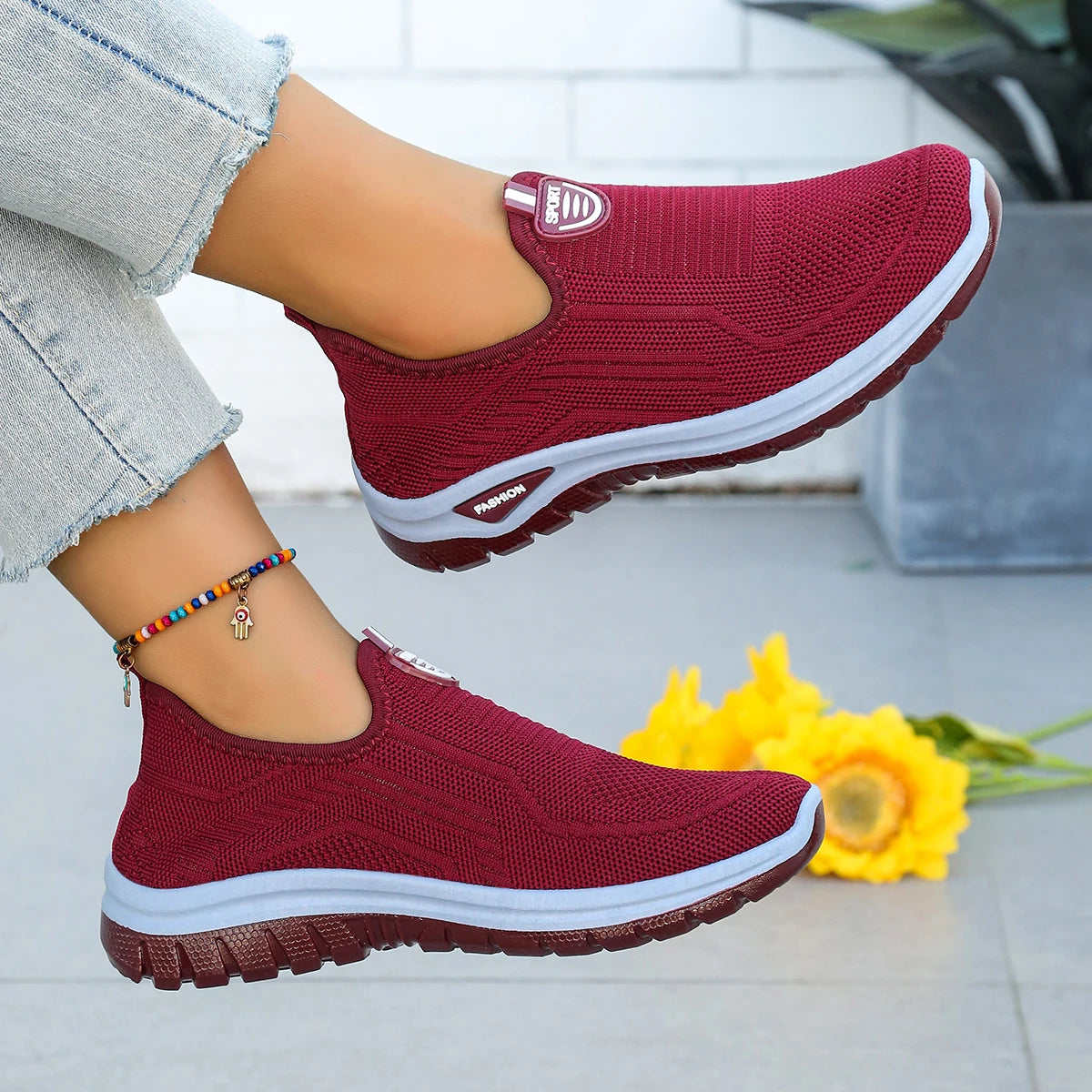 Women's Summer New Breathable Slip-On Shoes Soft Bottom Lightweight Comfortable PVC Material Casual Shoes Easy to Wear