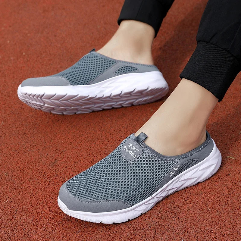 MAEDEF Summer Outdoor High Quality Anti-slip Men Leisure Shoes New 2024 Mesh Breathable Soft Comfortable  Flat-bottomed Slippers