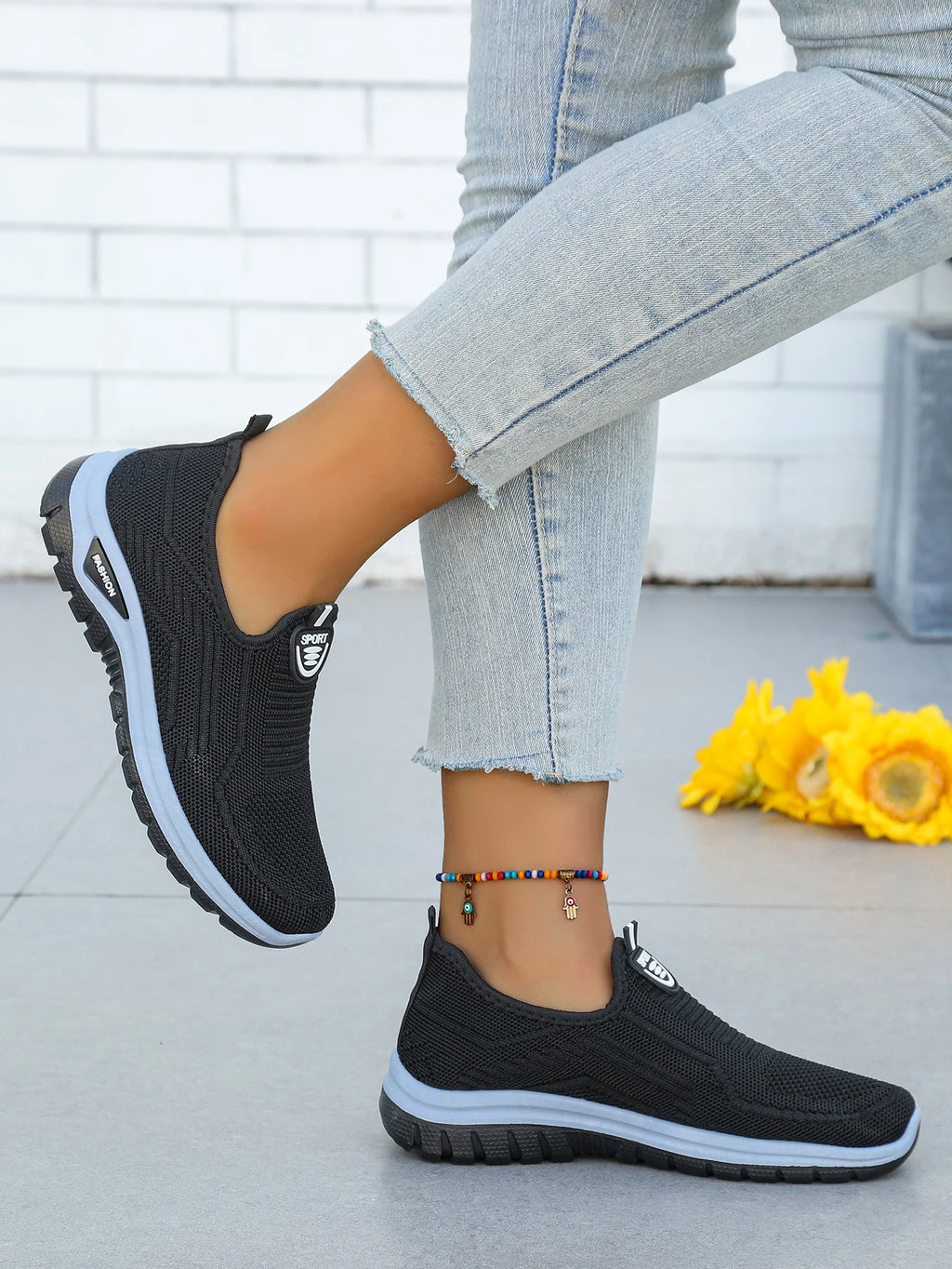 Women's Summer New Breathable Slip-On Shoes Soft Bottom Lightweight Comfortable PVC Material Casual Shoes Easy to Wear
