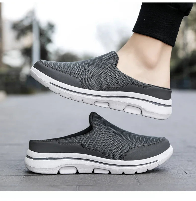 2025 Men Slippers Summer Breathable Home Indoor Slippers Men Thick Bottom Slides Fashion Couple Walking Shoes Plus Size 39-48