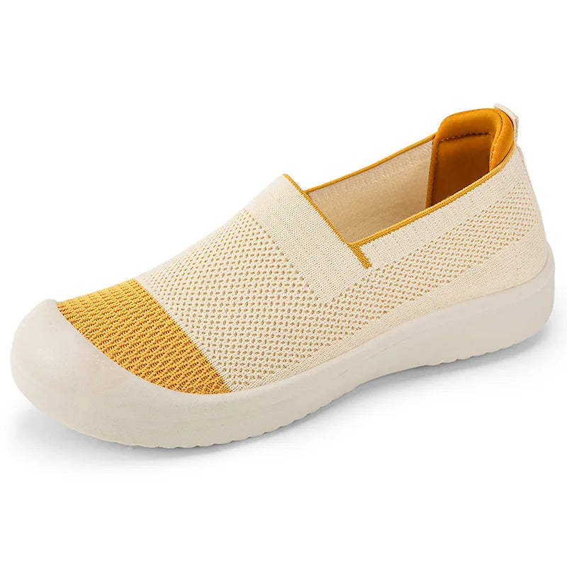 Women's Breathable Slip-On Mesh Flats Low Cut Lightweight Casual Fabric Shoes Soft Walking Loafers Sneakers