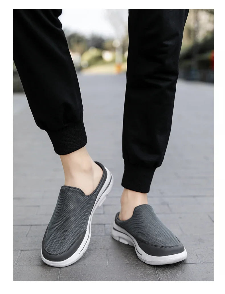 2025 Men Slippers Summer Breathable Home Indoor Slippers Men Thick Bottom Slides Fashion Couple Walking Shoes Plus Size 39-48