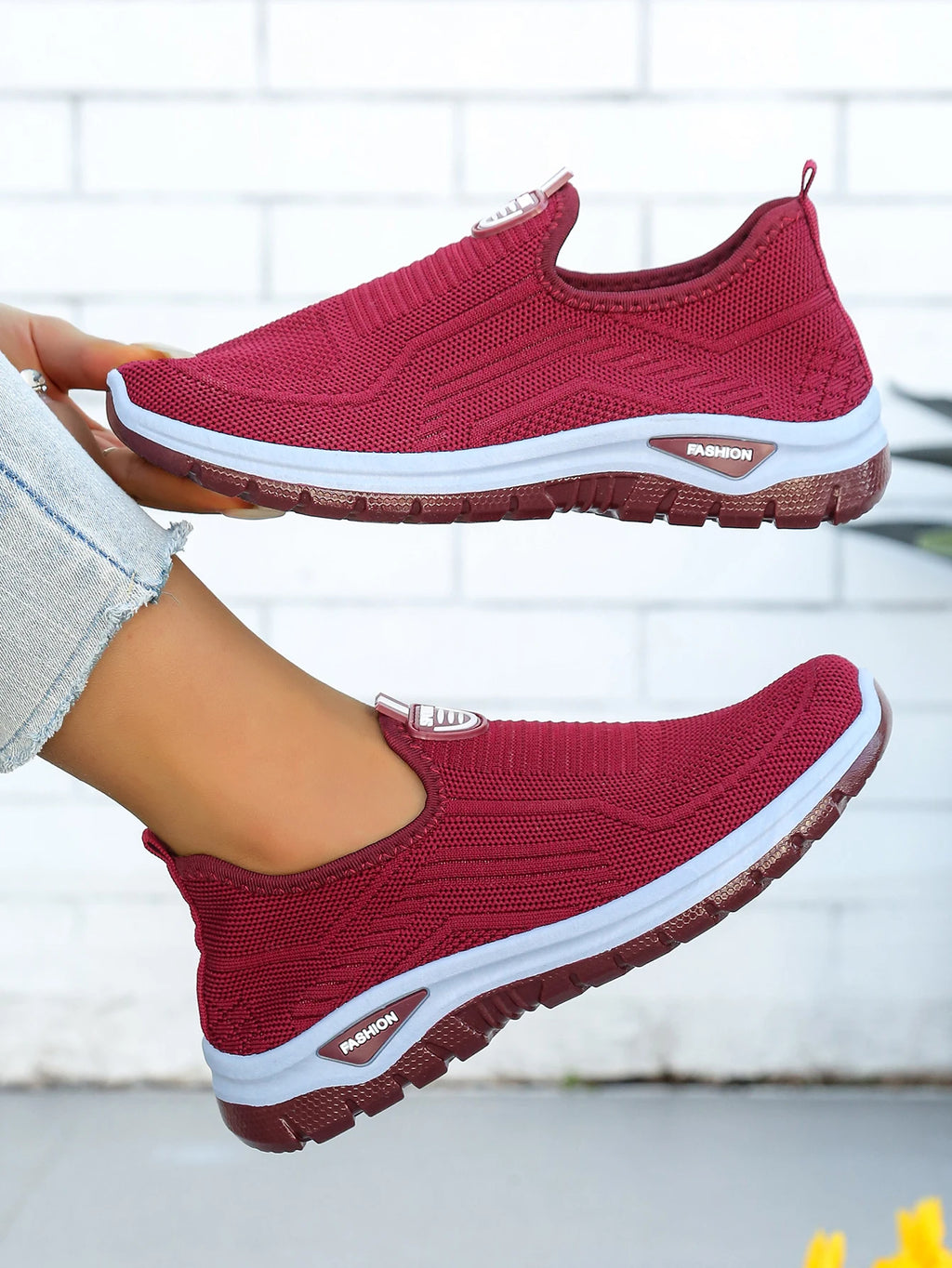 Women's Summer New Breathable Slip-On Shoes Soft Bottom Lightweight Comfortable PVC Material Casual Shoes Easy to Wear