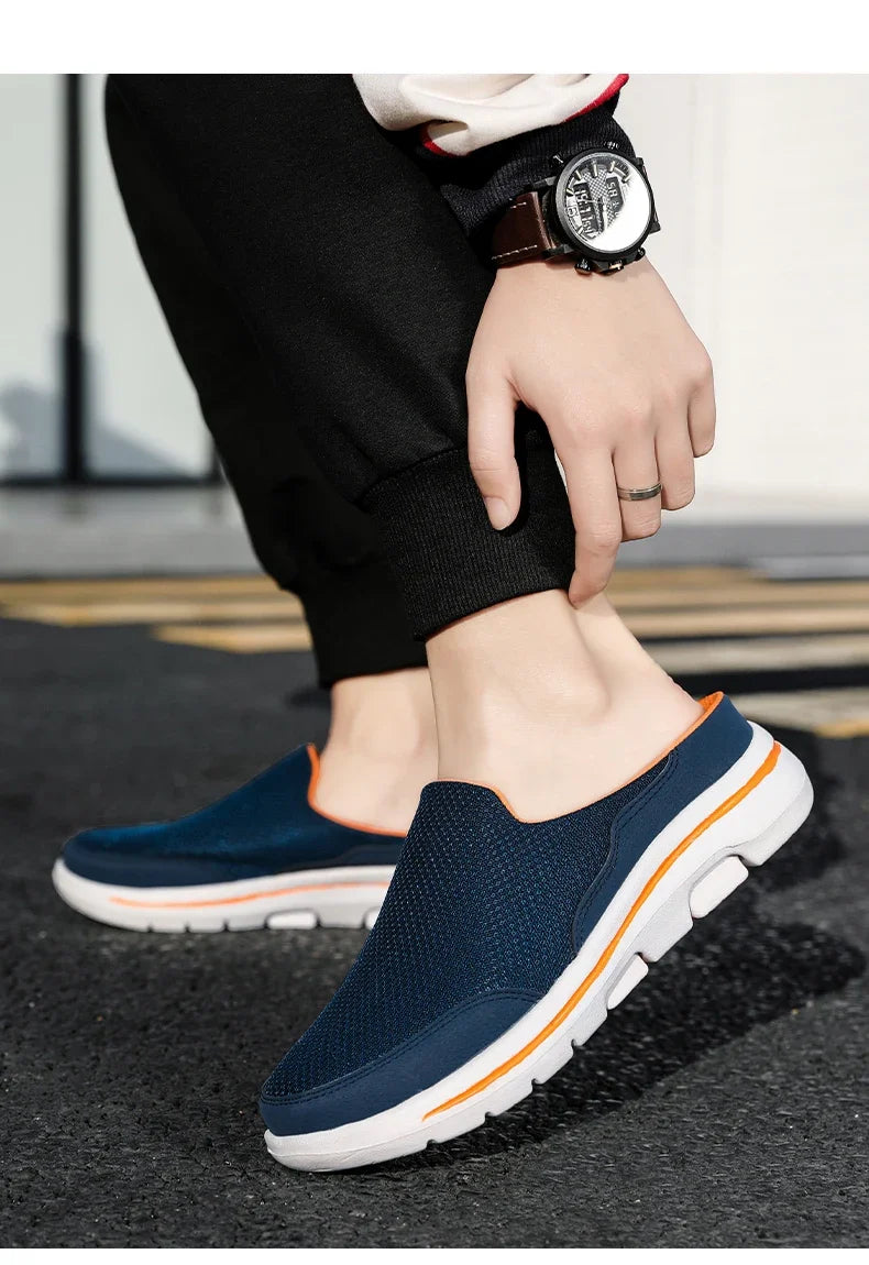 2025 Men Slippers Summer Breathable Home Indoor Slippers Men Thick Bottom Slides Fashion Couple Walking Shoes Plus Size 39-48