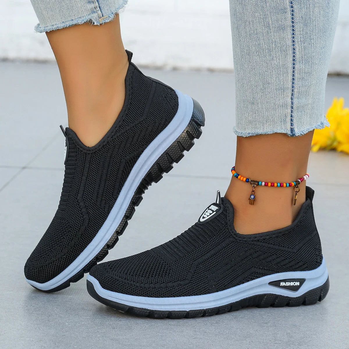 Women's Summer New Breathable Slip-On Shoes Soft Bottom Lightweight Comfortable PVC Material Casual Shoes Easy to Wear