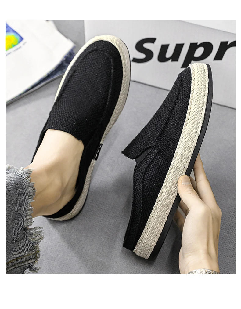 Outdoor Sandals Mens Half Slipper Summer Casual Shoes Canvas Soft Bottom Lightweight Walking Shoe Vulcanized Shoe