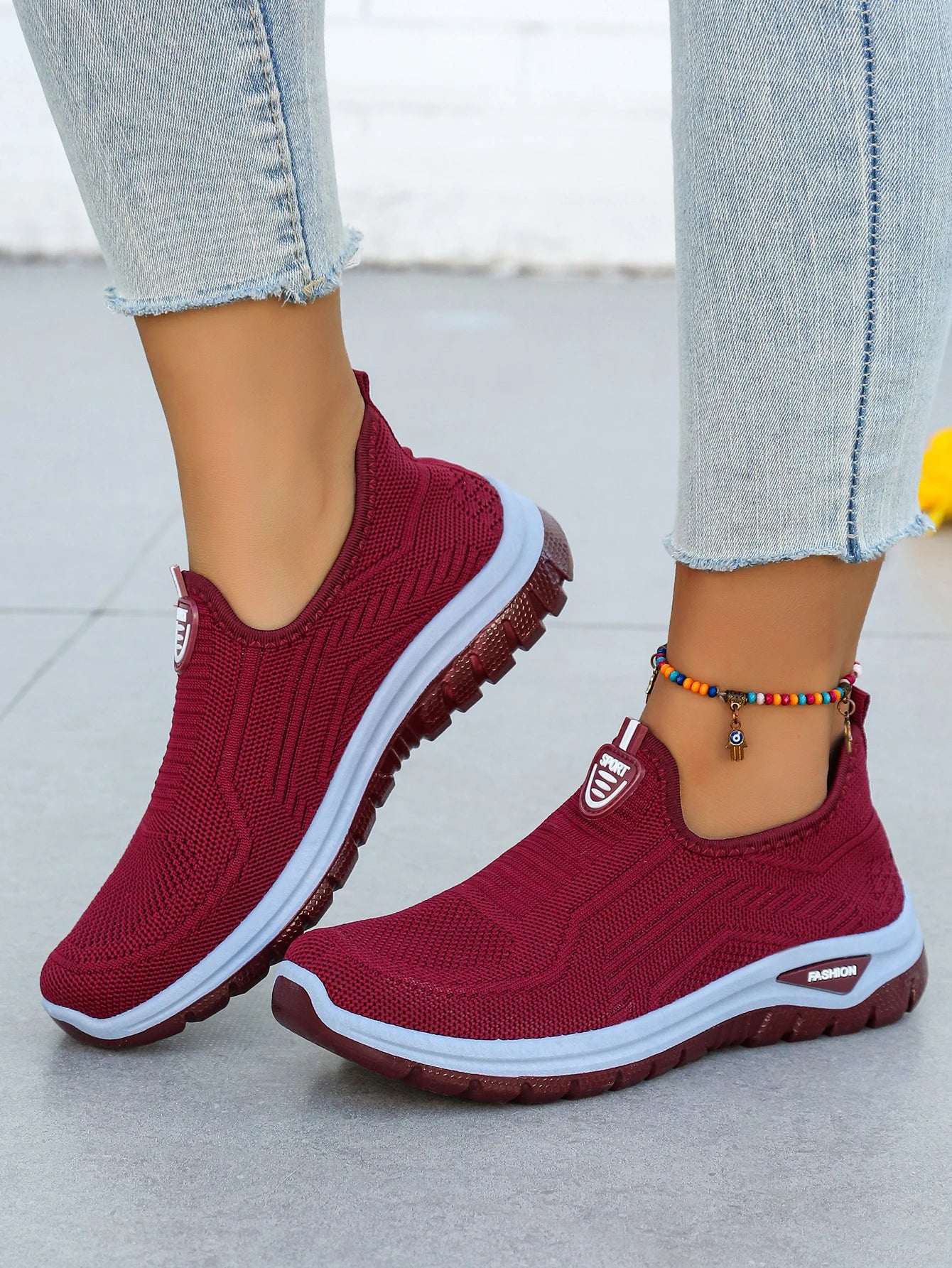 Women's Summer New Breathable Slip-On Shoes Soft Bottom Lightweight Comfortable PVC Material Casual Shoes Easy to Wear