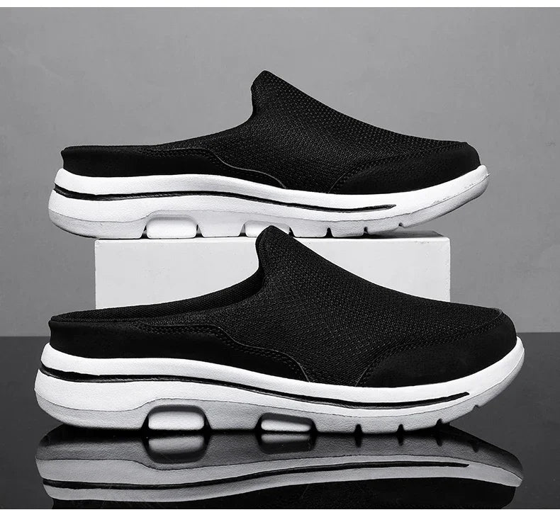 2025 Men Slippers Summer Breathable Home Indoor Slippers Men Thick Bottom Slides Fashion Couple Walking Shoes Plus Size 39-48