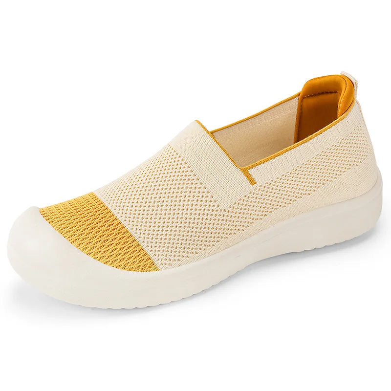 Women's Breathable Slip-On Mesh Flats Low Cut Lightweight Casual Fabric Shoes Soft Walking Loafers Sneakers